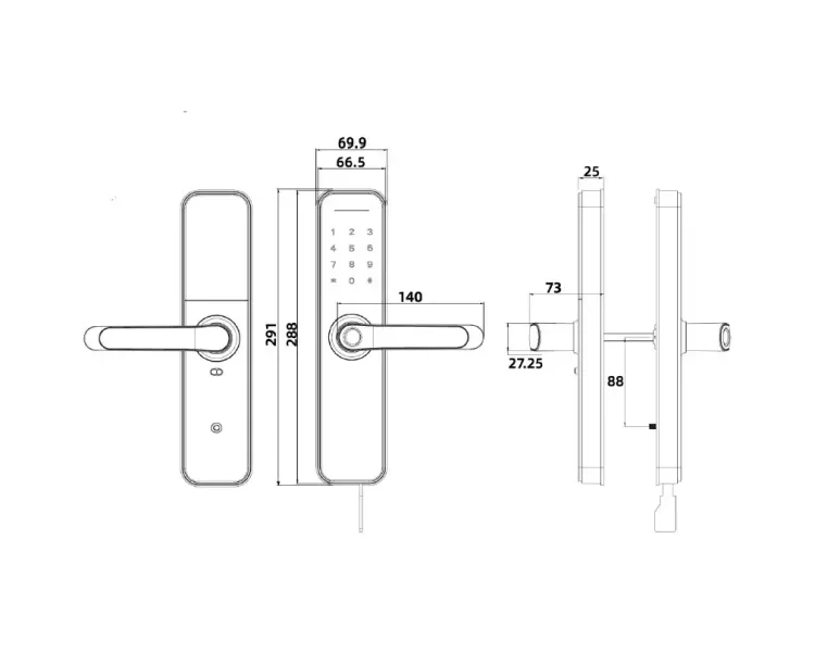 SEVEN LOCK SL-7766BF black (без врізної частини) Розумний дверний біометричний замок