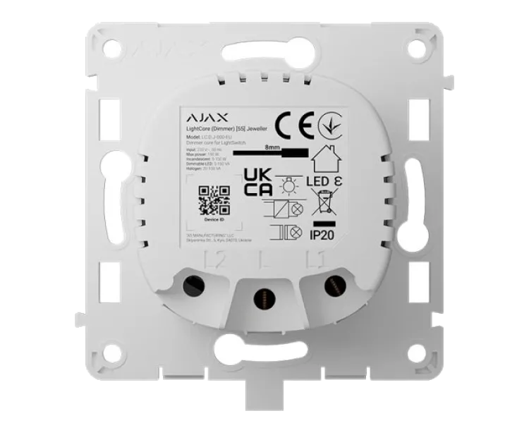 Ajax LightCore (Dimmer) [55] (8EU) ASP white Бездротовий розумний сенсорний димерний вимикач світла