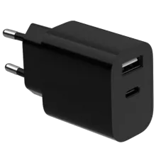 Gembird TA-UC-2AC12-01-BK (USB Type A + USB Type C) Мережевий зарядний пристрій