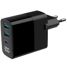 Gembird TA-UC-PDQC30LCD-BK-02 2хUSB-A (QC3.0 18W) + 1хType-C (PD20W) Мережевий зарядний пристрій