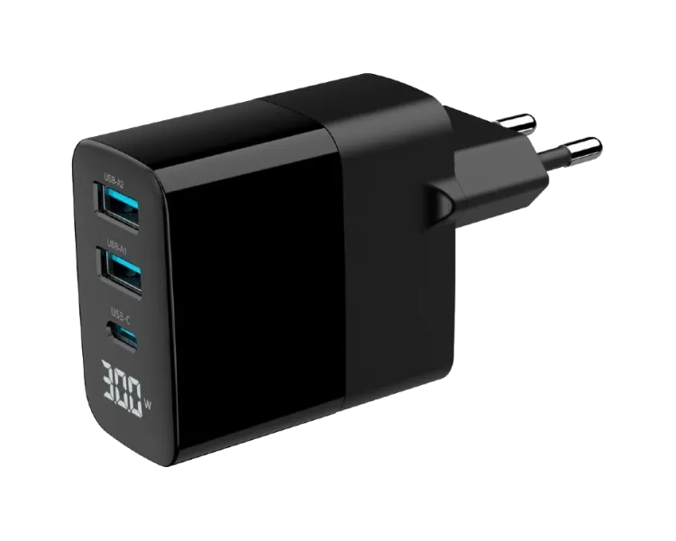 Gembird TA-UC-PDQC30LCD-BK-02 2хUSB-A (QC3.0 18W) + 1хType-C (PD20W) Мережевий зарядний пристрій