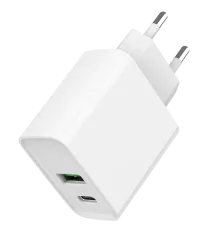 Gembird TA-UC-PDQC20-01-W 1 USB-A + 1 Type-C (PD20Вт + QC3.0 18Вт) Мережевий зарядний пристрій