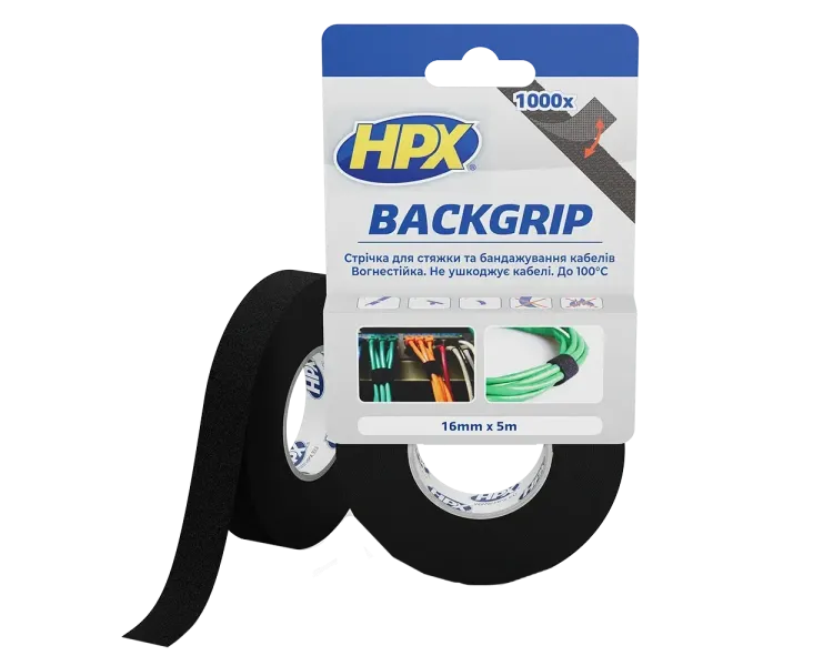 BACKGRIP BG1605 16х1,25мм 5м Стрічка-липучка для бандажу кабелів