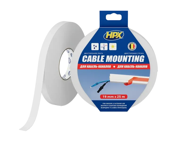 HPX DSW1925 CARPET TAPE 19мм х 25м Лента двухсторонняя для монтажа кабельканалов