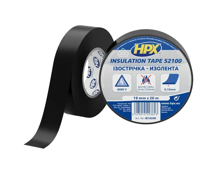 HPX IB1920 HPX52100 19мм х 20м Стрічка ПВХ ізоляційна