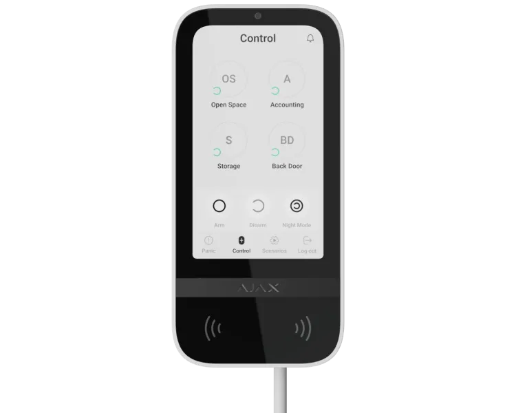 Клавіатура дротова сенсорна Ajax Superior KeyPad TouchScreen white Fibra