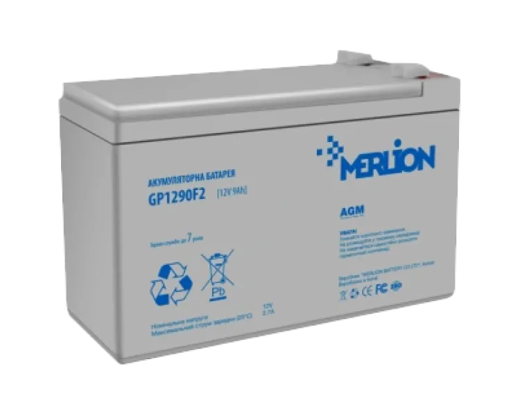 MERLION GP1290F2 AGM 12В 9 А•г Свинцево-кислотна акумуляторна батарея