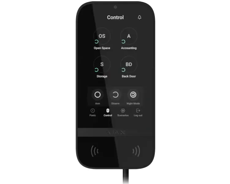 Клавіатура дротова сенсорна Ajax Superior KeyPad TouchScreen black Fibra