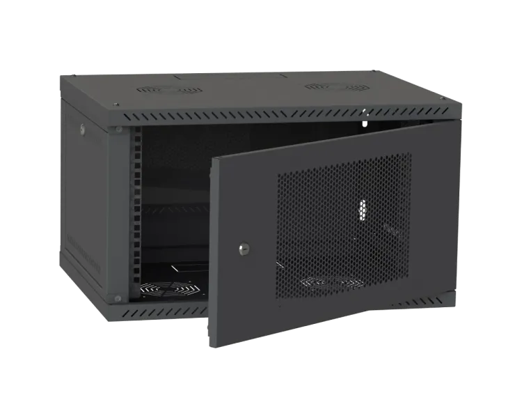 IPCOM CH-6U 600x600 перфорація RAL9005 Шафа серверна