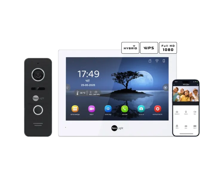 Neolight ALPHA Hybrid + PRIME FHD Black Комплект відеодомофону