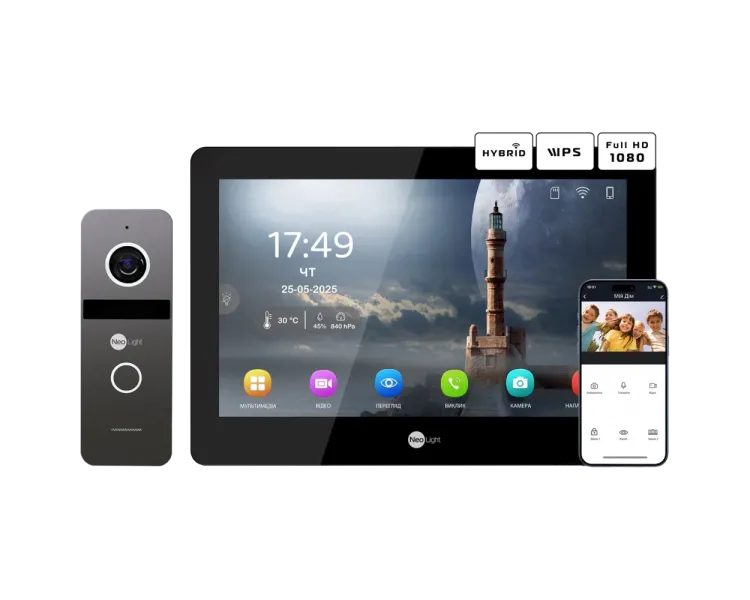 Neolight MEZZO Hybrid Black + SOLO FHD Graphite Комплект відеодомофону