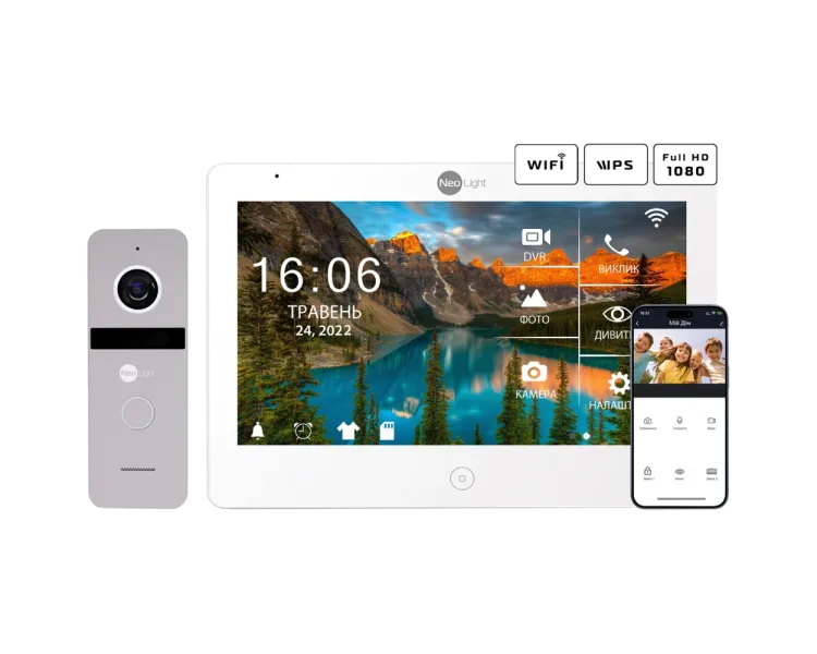 Neolight MEZZO Hybrid + SOLO FHD Silver Комплект відеодомофону