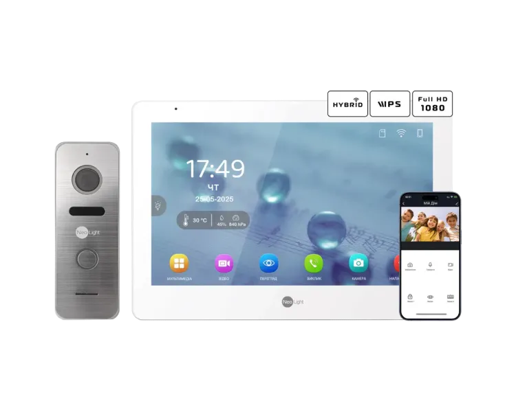 Neolight MEZZO Hybrid + PRIME FHD Silver з кутком Комплект відеодомофону