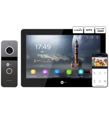 Neolight MEZZO Hybrid Black + SOLO IP Graphite з кутком, PoE адаптер для панелі виклику Комплект відеодомофону