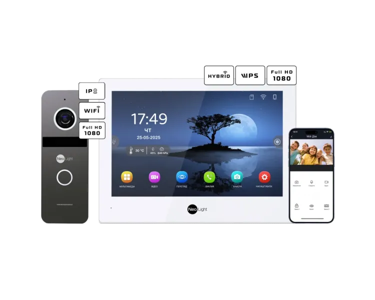 Neolight ALPHA Hybrid + SOLO IPW Graphite з кутком, PoE адаптер для панелі виклику Комплект відеодомофону