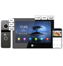 Neolight ALPHA Hybrid Black + SOLO IPW Graphite з кутком, PoE адаптер для панелі виклику Комплект відеодомофону