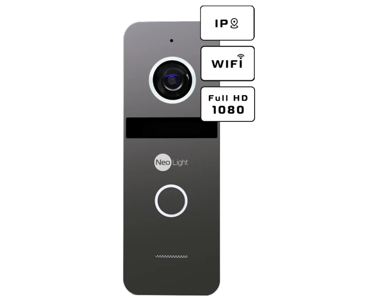 Neolight MEZZO Hybrid Black + SOLO IPW Graphite с уголком, PoE адаптер для вызовной панели Комплект видеодомофона
