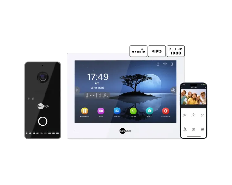 Neolight ALPHA Hybrid + OPTIMA IPW Black Комплект відеодомофону