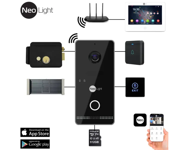Neolight ALPHA Hybrid + OPTIMA IPW Black Комплект відеодомофону