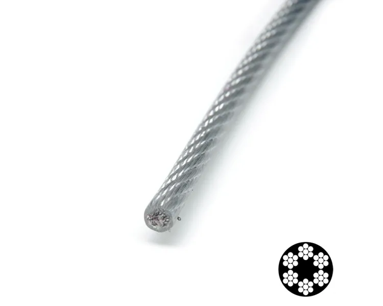 APRO 6мм (5+1мм) DIN 3055 (6x7 + FC) бухта 100м в ПВХ обплетенні оцинкований Трос
