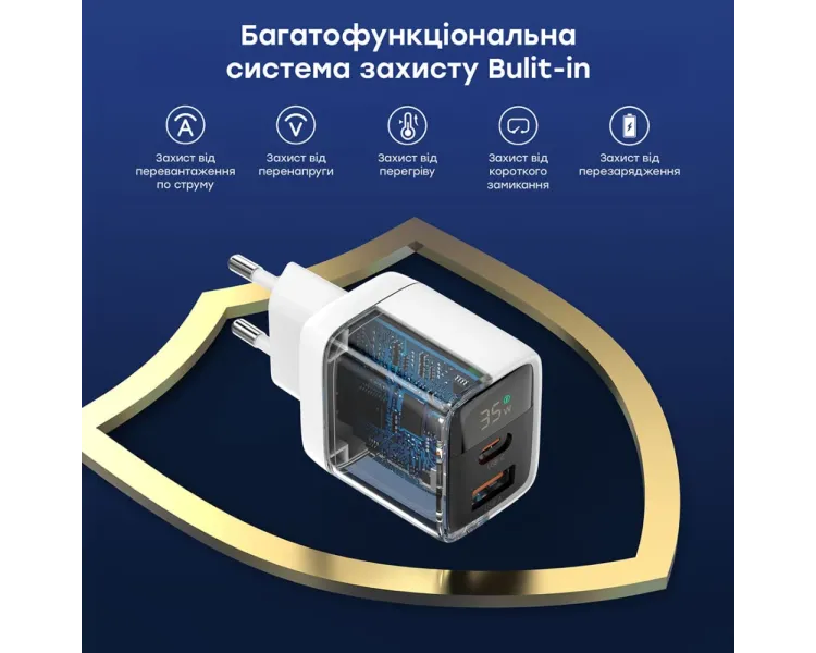 Choetech PD6052 White PD35W GAN A+C Адаптер