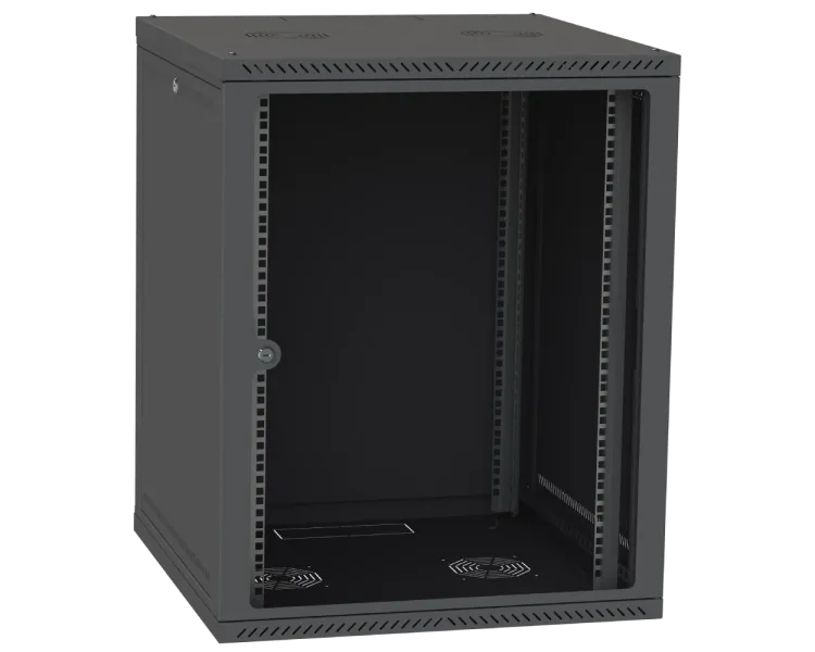 IPCOM СН-18U 600х600 Шафа телекомунікаційна двері скло (чорна)