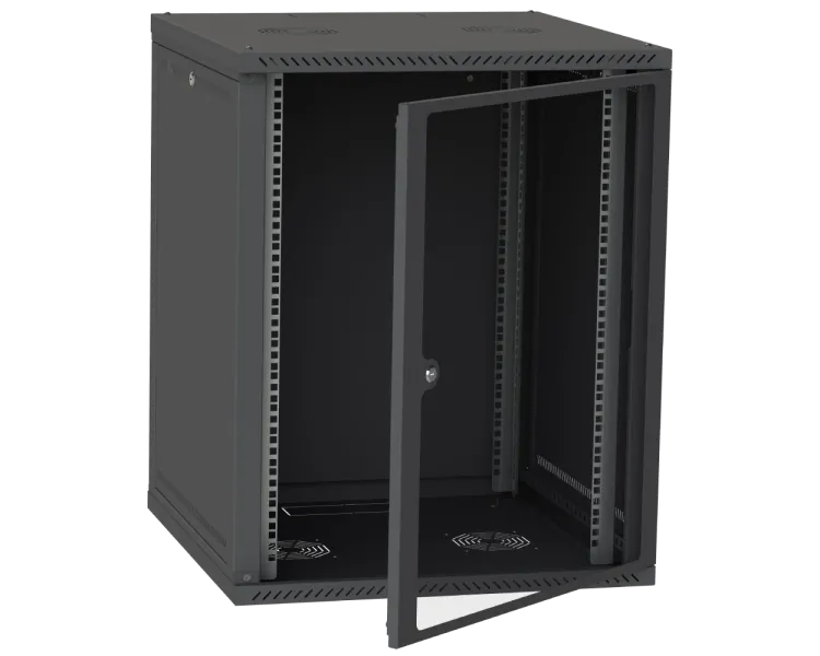 IPCOM СН-18U 600х600 Шафа телекомунікаційна двері скло (чорна)