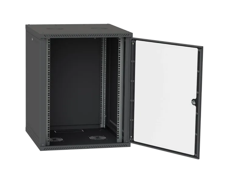 IPCOM СН-18U 600х600 Шафа телекомунікаційна двері скло (чорна)