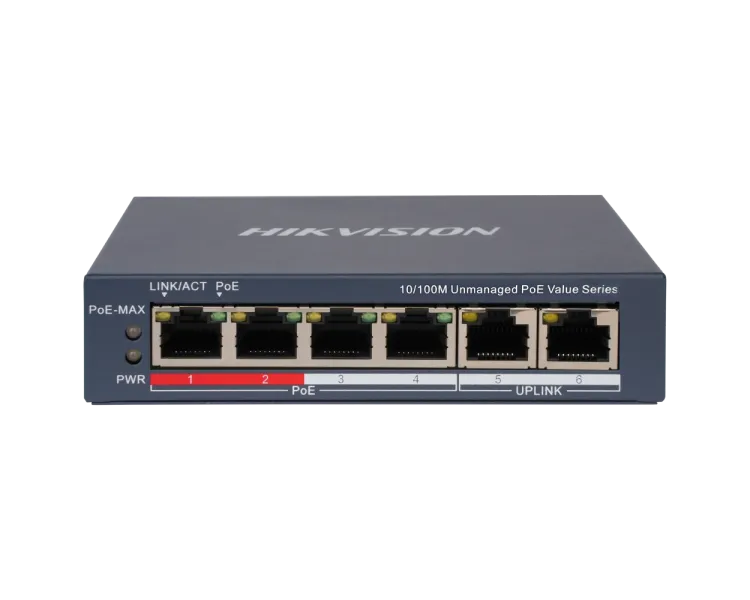 Hikvision DS-3E0106P-E/M(B) POE Комутатор 6 портів некерований