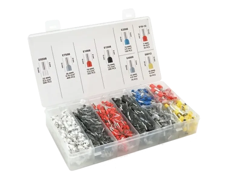 (E0508w-550 E2508b-100,E1008r-350,E1508bl-300,E4009gr-70,E7508gr-400,E6012y-50,E1012r-30) Набір клем/наконечників 1800шт