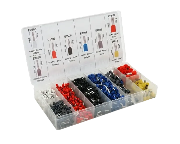 (E0508w-200, E7508g-200, E1008r-200, E1508bl-250, E2508b-250, E4009g-50, E6012y-25, E1012r-25) Набір клем/наконечників 1200шт