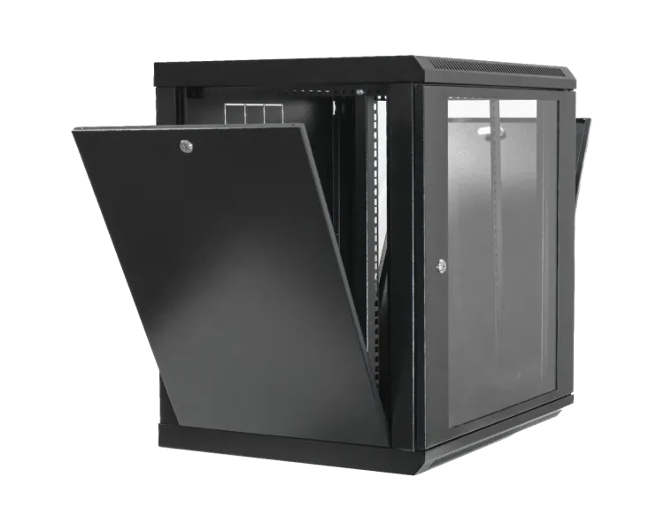 19"12U, 600х600х640мм акрилове скло, чорна Шафа