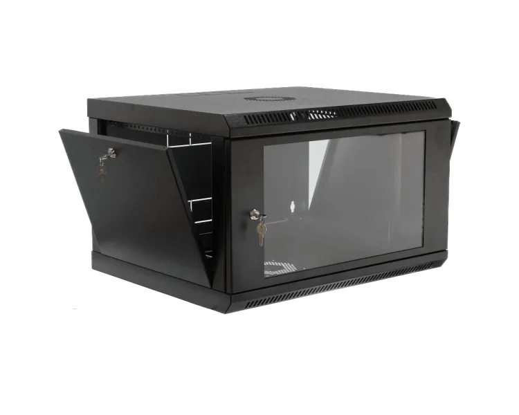 19" 6U, 600x500x373мм акрилове скло, чорна Шафа