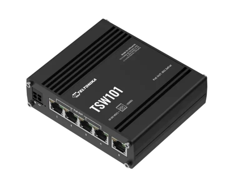 Teltonika TSW101 POE+ для використання в транспорті Комутатор 5 портів некерований