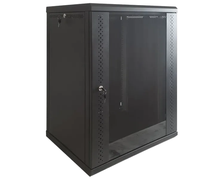 EServer 12U 600х500х637 скло, чорна Шафа