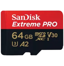 SanDisk microSD 64GB C10 UHS-I U3 Extreme Pro V30 + SD Карта пам'яті