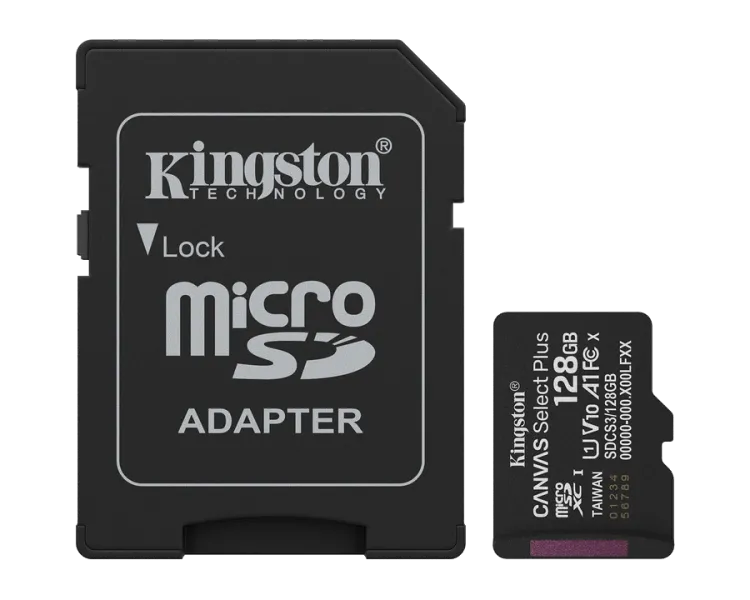Kingston microSD 128GB C10 UHS-I A1 V10 R150MB/s + SD Карта пам'яті