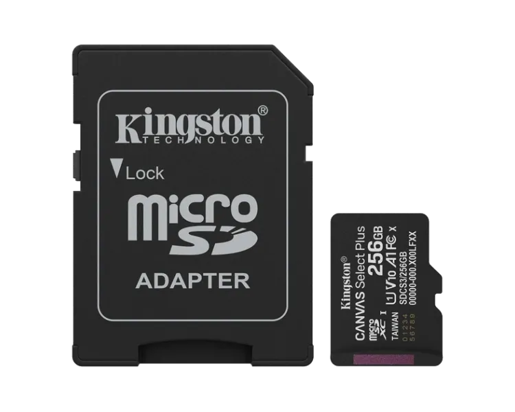 Kingston microSD 256GB C10 UHS-I A1 V10 R150MB/s + SD Карта пам'яті