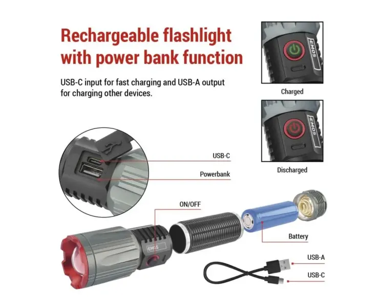 EMOS P3122 3000Lm Li-Ion 5000 мА•г Лiхтар LED