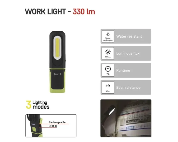 EMOS P4537 330лм 1200 мА•г Лiхтар LED