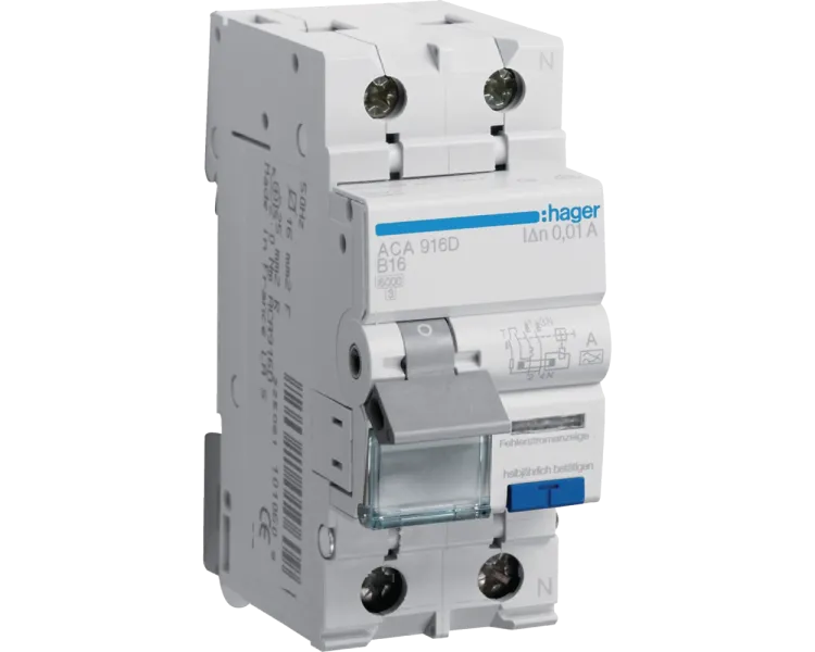 Hager ACA916D Дифавтомат 1P+N 6kA B-16A 10mA A