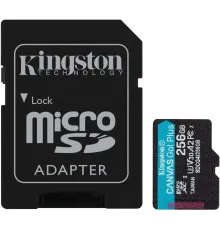 Kingston 256GB microSDXC Canvas Go Plus Gen4 A2 U3 V30 Card + Adapter Модуль флеш-пам'яті