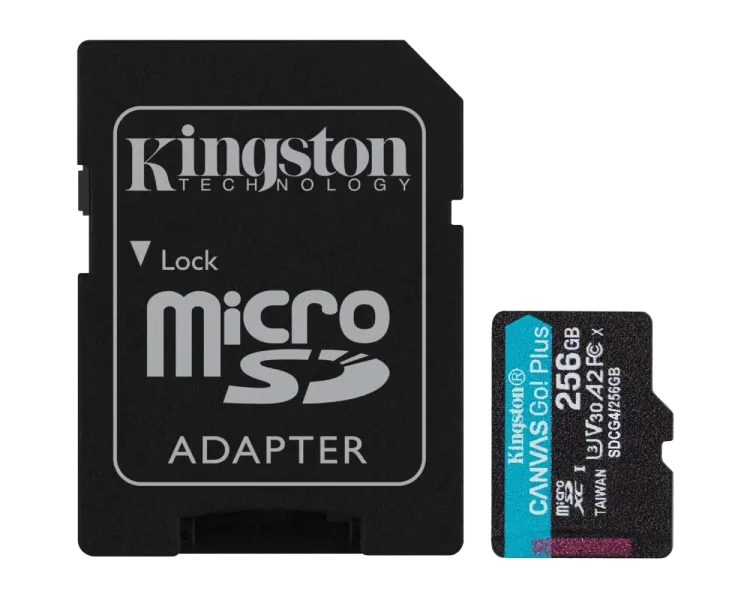 Kingston 256GB microSDXC Canvas Go Plus Gen4 A2 U3 V30 Card + Adapter Модуль флеш-пам'яті