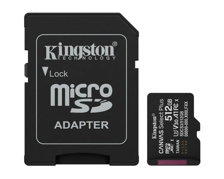 Kingston 512GB microSDXC Canvas Select Plus Gen3 Card + Adapter Модуль флеш-пам'яті
