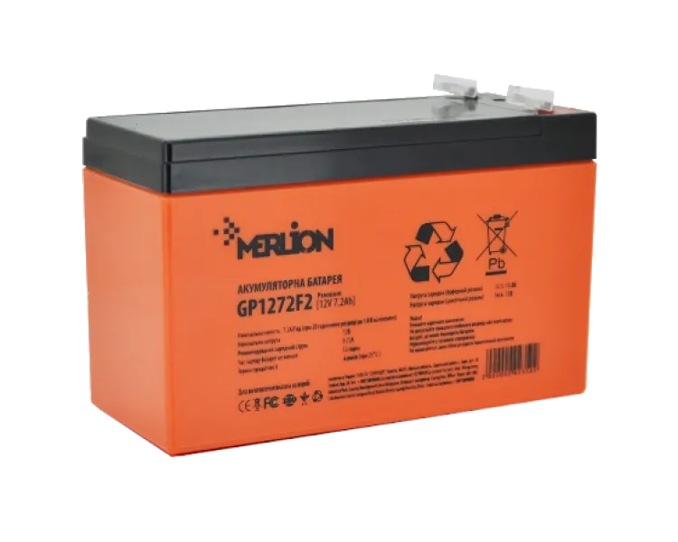 MERLION AGM GP1272F2 PREMIUM 7.2А•г 12В Свинцево-кислотна акумуляторна батарея