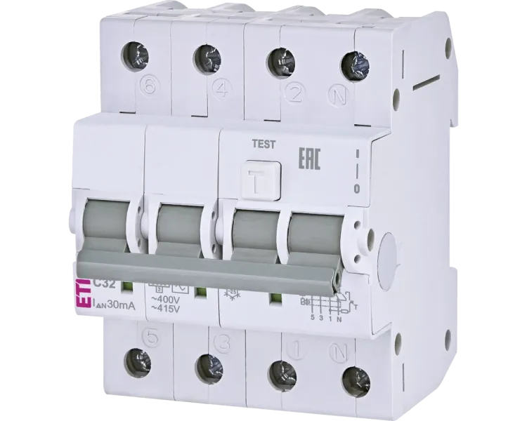 ЕТІ KZS-4M 3p+N 32/0.03 6kA Дифавтомат