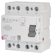 ЕТІ 4р EFI6-P4 63/0,03 тип AC (6kA) Реле диференційне (ПЗВ)