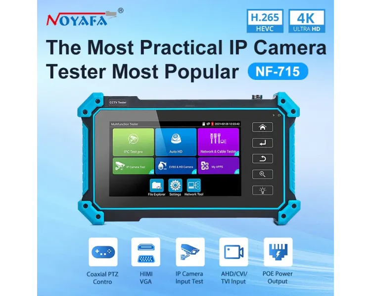 NOYAFA NF-IPC715 IP, аналог, HD-Coax, HDMI, VGA Тестер камер відеоспостереження