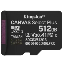 MicroSDXC 512GB UHS-I Class 10 Kingston Canvas Select Plus R150MB/s (SDCS3/512GBSP) Модуль флеш-пам'яті