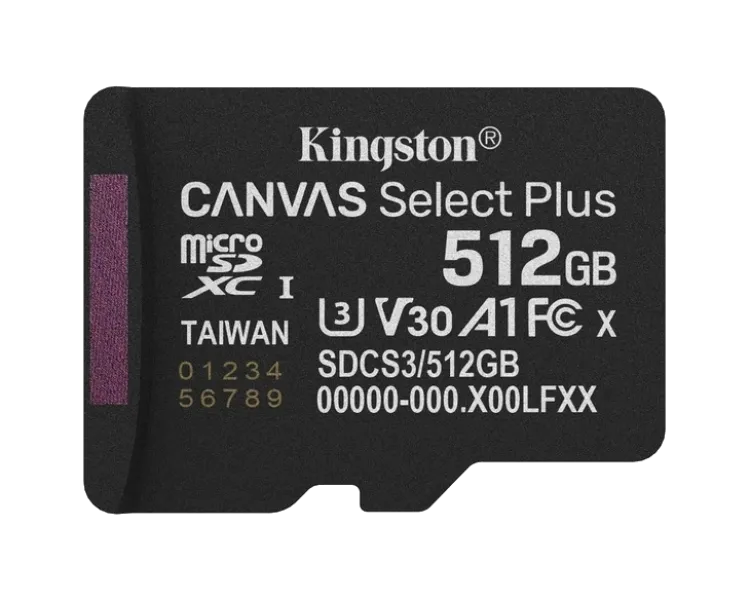 MicroSDXC 512GB UHS-I Class 10 Kingston Canvas Select Plus R150MB/s (SDCS3/512GBSP) Модуль флеш-пам'яті